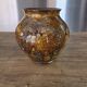 Vintage round vase Laque Line by Jean-Noël Bouillet Marbled golden tones