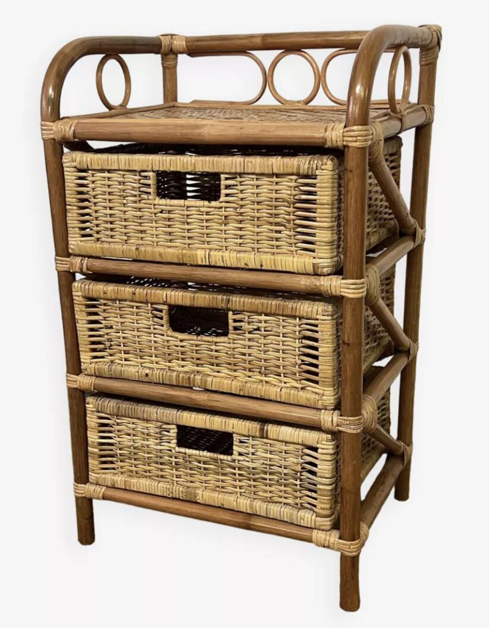 Commode en rotin vintage