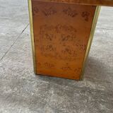Elm burl and brass table, vintage 1970