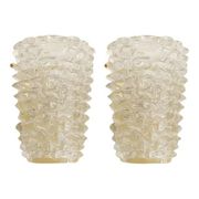 A Pair Barovier Art Deco Rostrato Clear Italian Murano Glass Wall Sconces