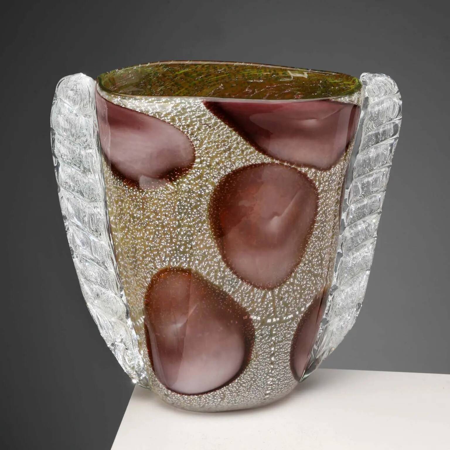 Vintage Murano glass vase, style E. Barovier, Italy, 20th Century