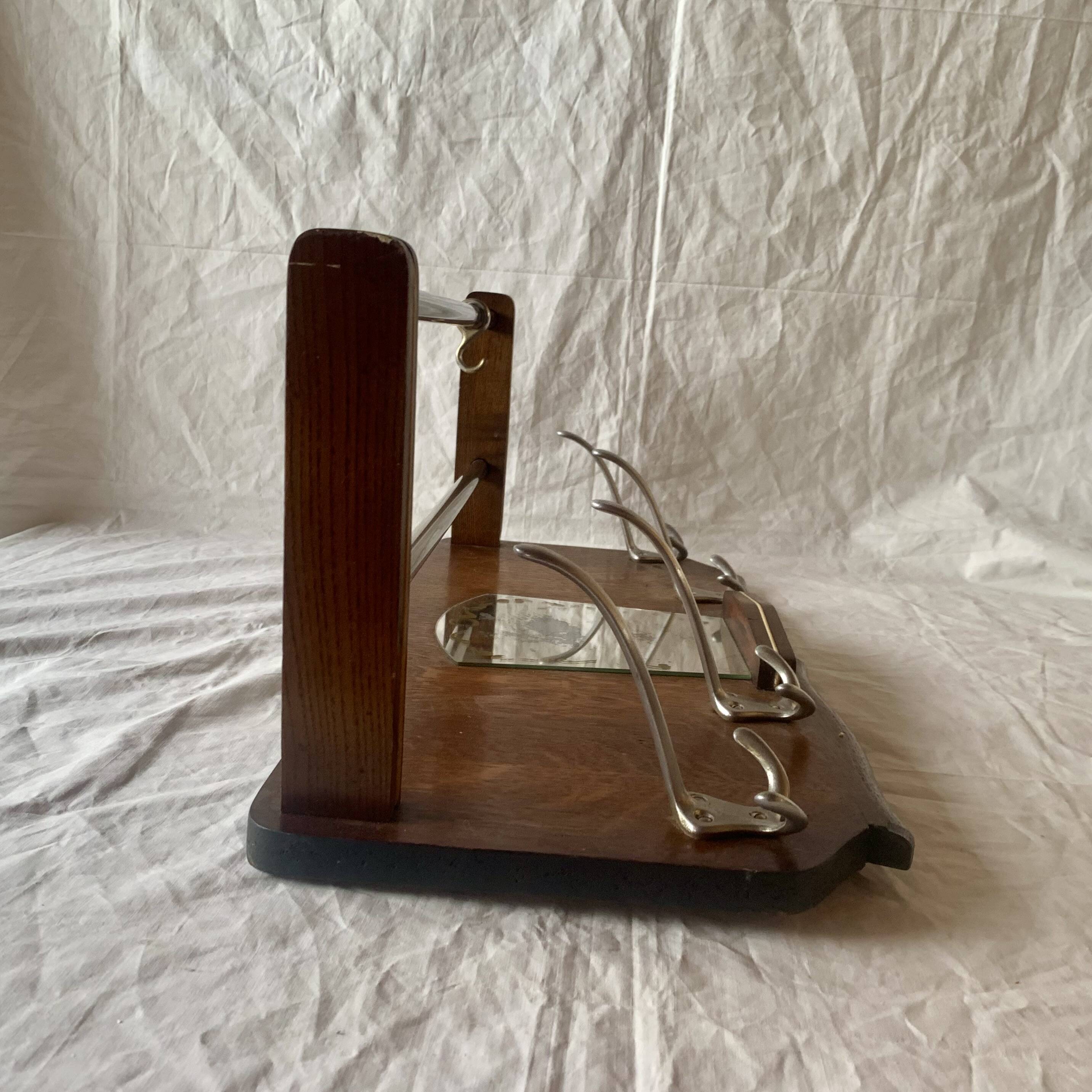 Art Deco wooden wall coat rack