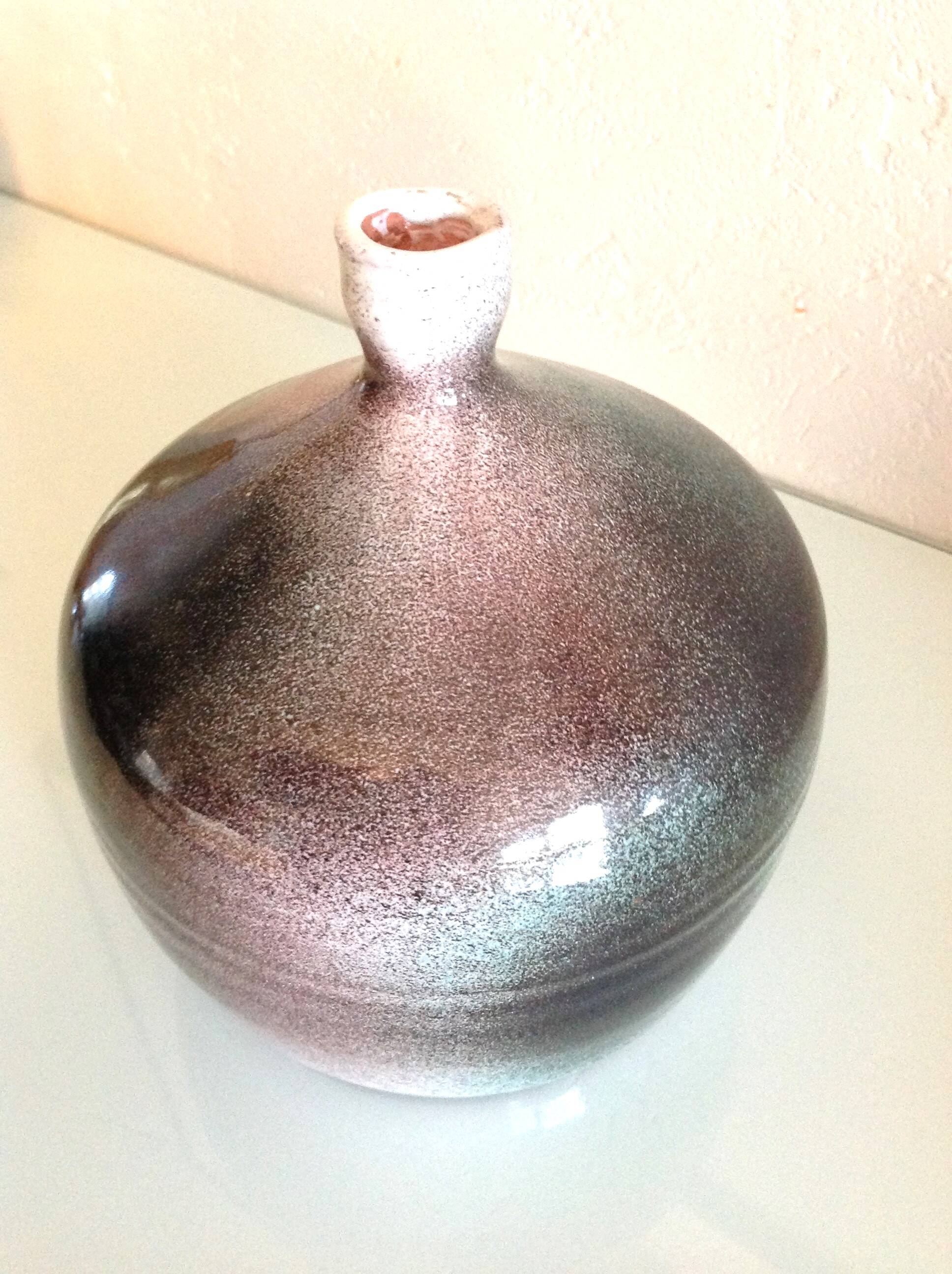 Soliflore ball vase in polychrome ceramic / 70s-80s