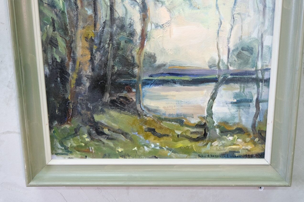 Astri Ekengren-Larsson, Swedish Modern Landscape, 1960s, Oil on Panel, Framed