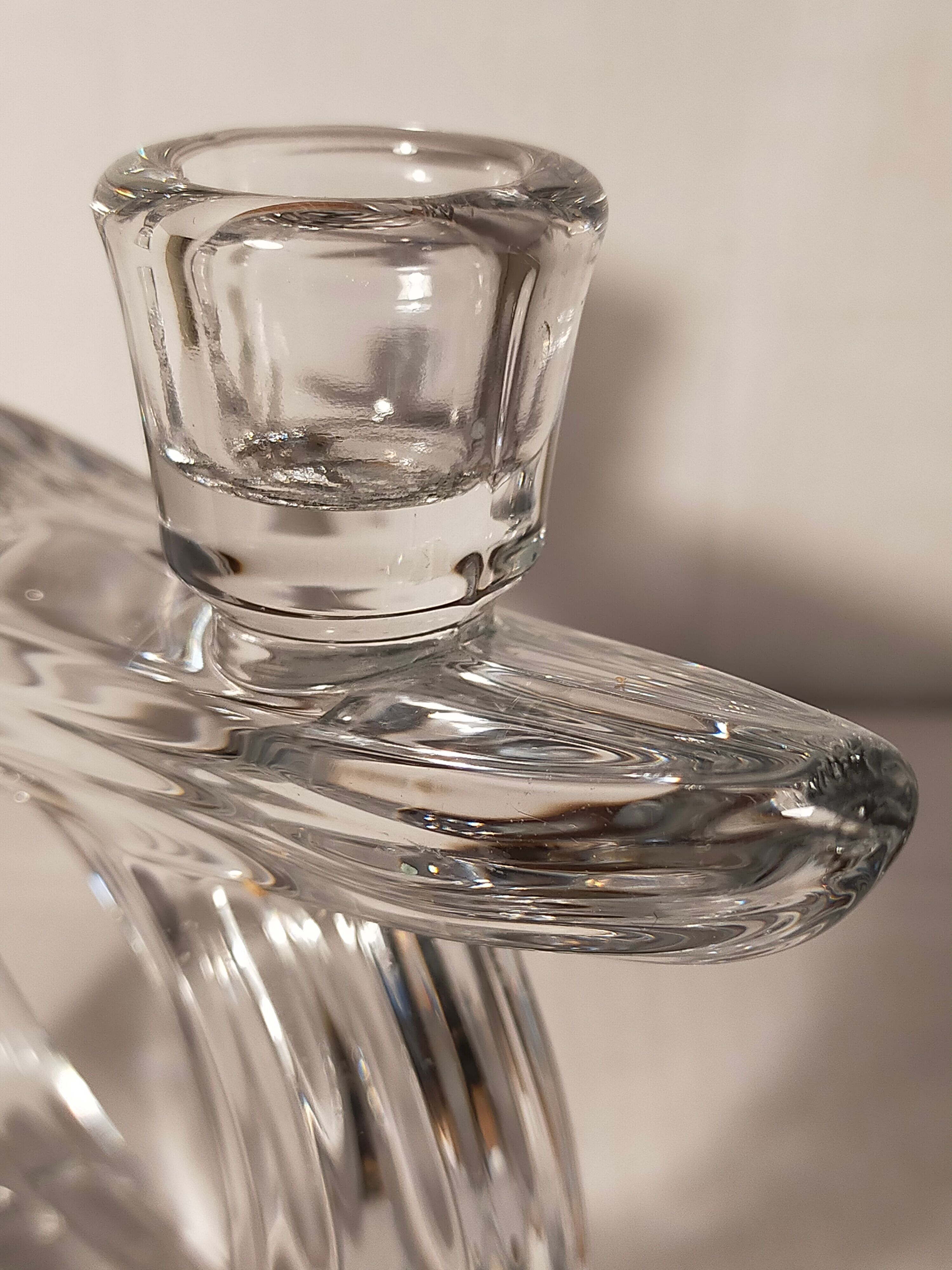 Candlestick with two arms in crystal of Vannes 60s