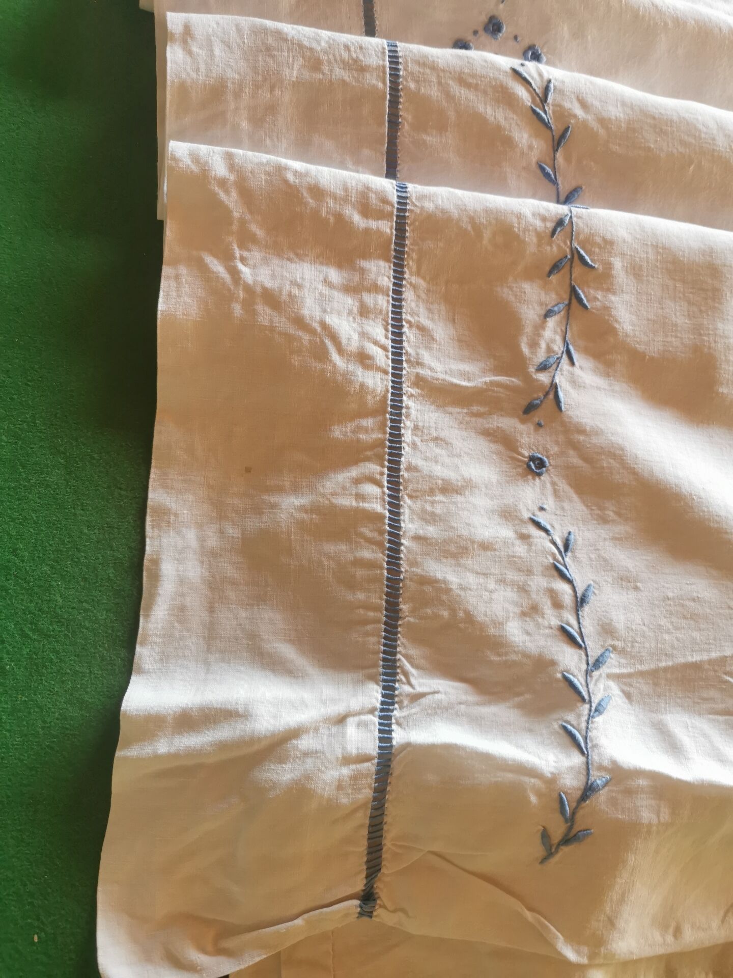 Drap ancien en lin monogrammé 3,20x2,30 m