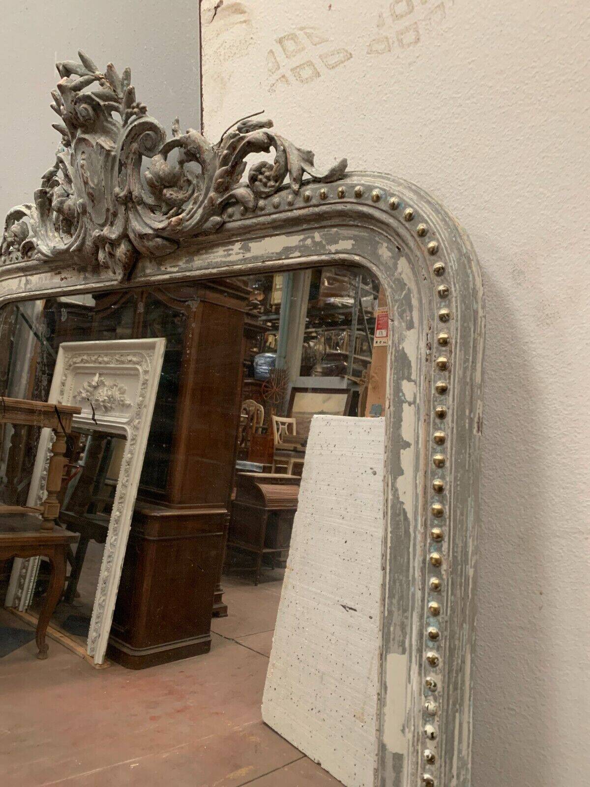 Louis XV style mirror in wood and patinated stucco 19th century