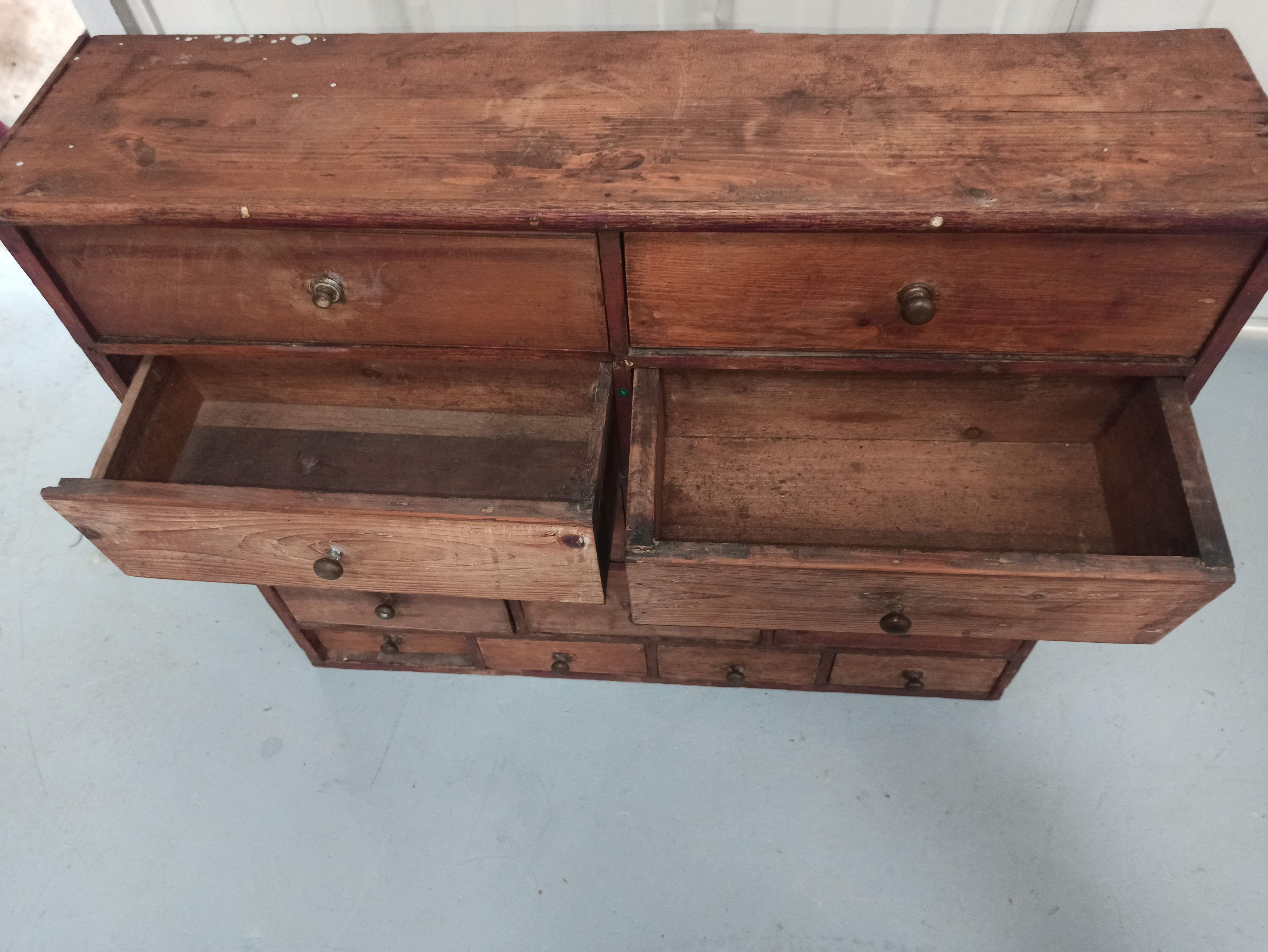 Hardware furniture wood multiple drawers old