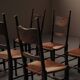 Set of 6 Arts & Crafts chairs, solid wood and straw, circa 1900.