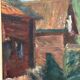 Original Mid Century Swedish Oil On Canvas – “Suburbia” By Erik Hult