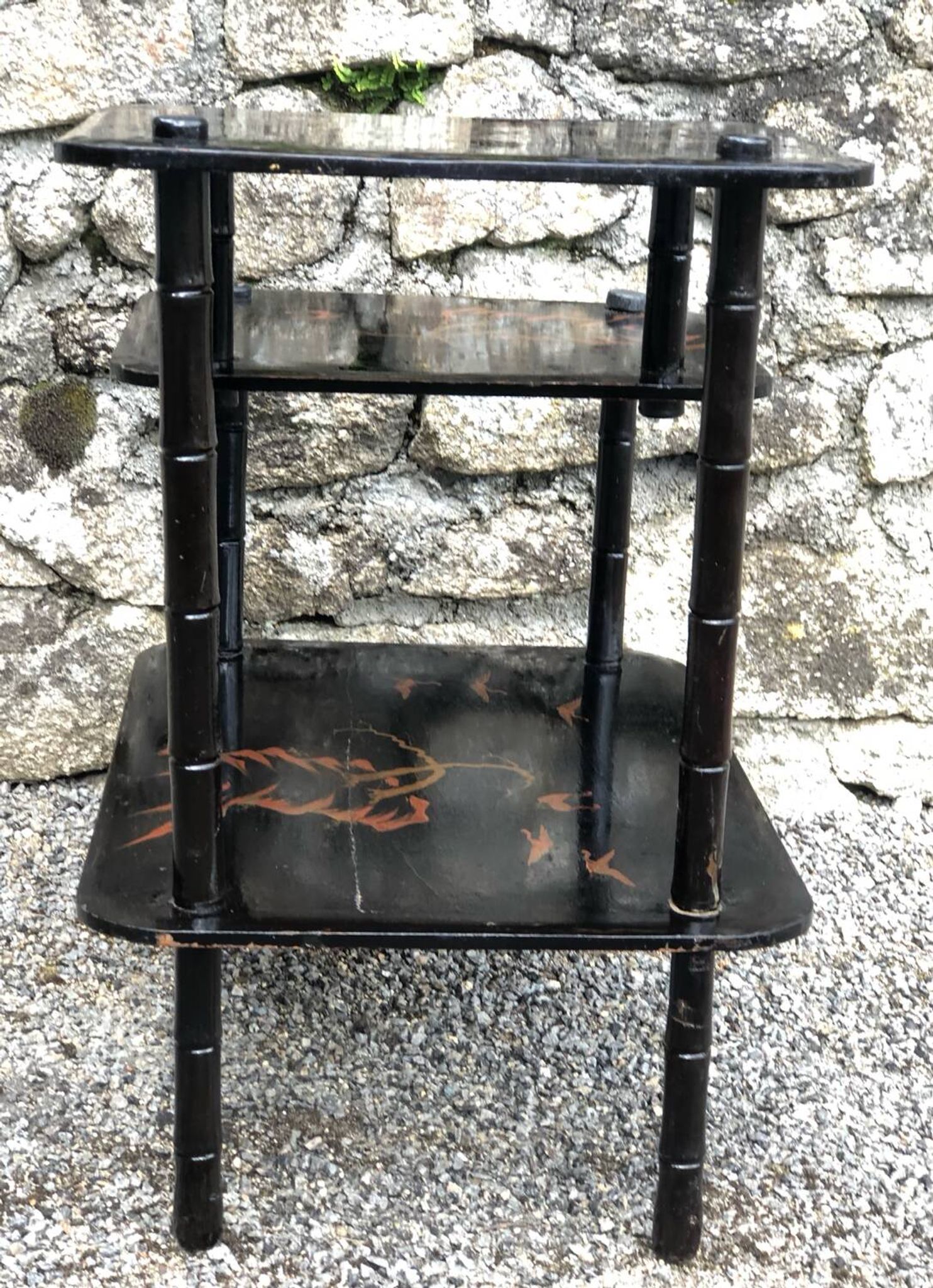 Etagere ancienne chinoise laquee noire napoleon iii