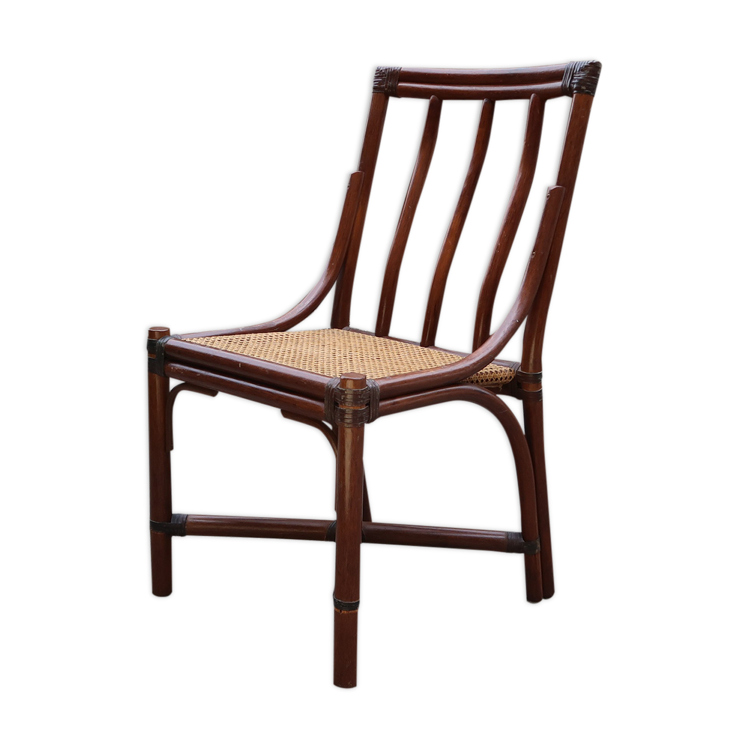 Office chair Mc Guire in bamboo and seat in cannage