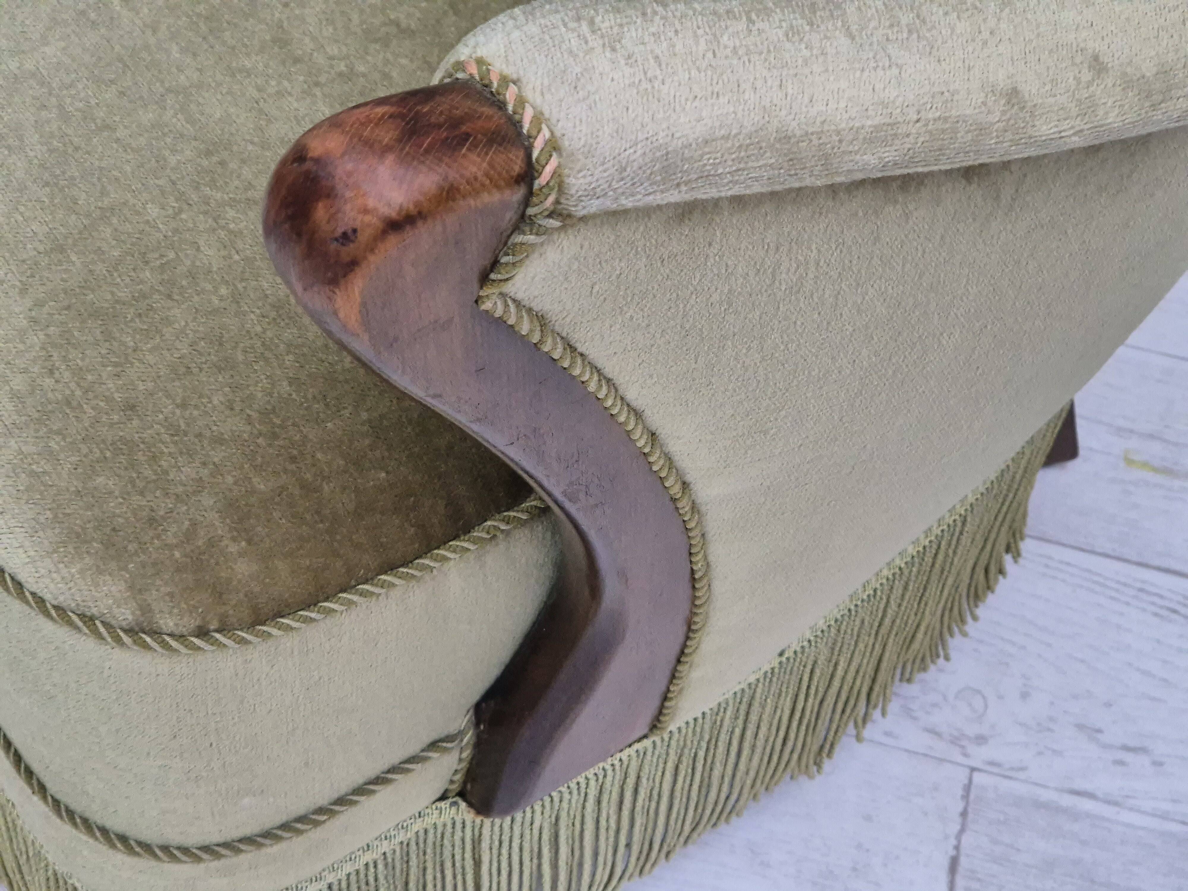 1960s, Scandinavian design, armchair in original condition, furniture velour, beech wood legs.