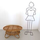 Oval Wicker Coffee Table with Lower Shelf