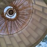 Floor lamp of the 50s in gold metal and tablet