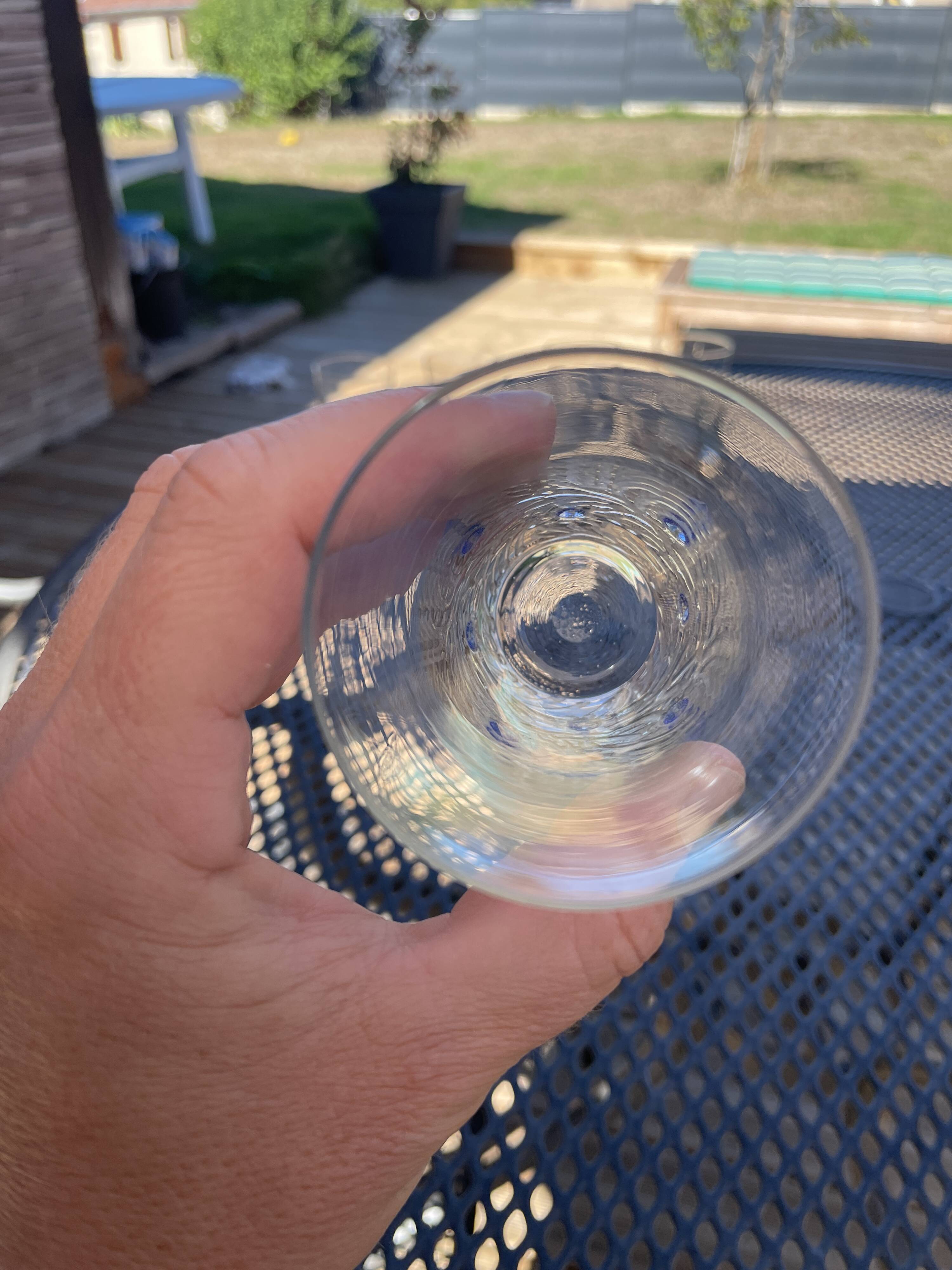 6 gobelets en verre avec des cabochons de couleur porto limoncello