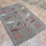 Moroccan Flat Woven Kilim Rug - Small Berber Kilim Rug - Woven Tribal Moroccan Patterns