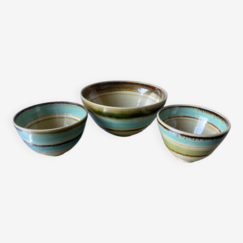 Lot of 3 scandinavian midcentury bowls in stoneware