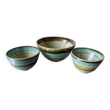Lot of 3 scandinavian midcentury bowls in stoneware