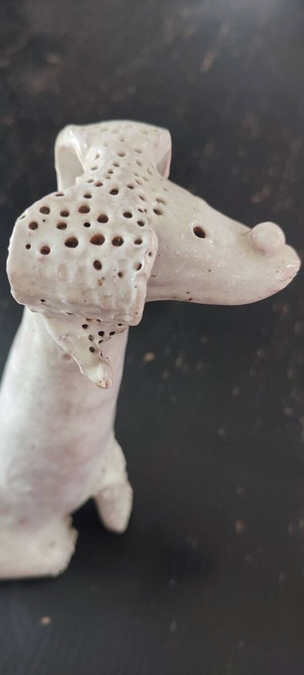 Ancienne sculpture zoomorphe terre cuite vernissée