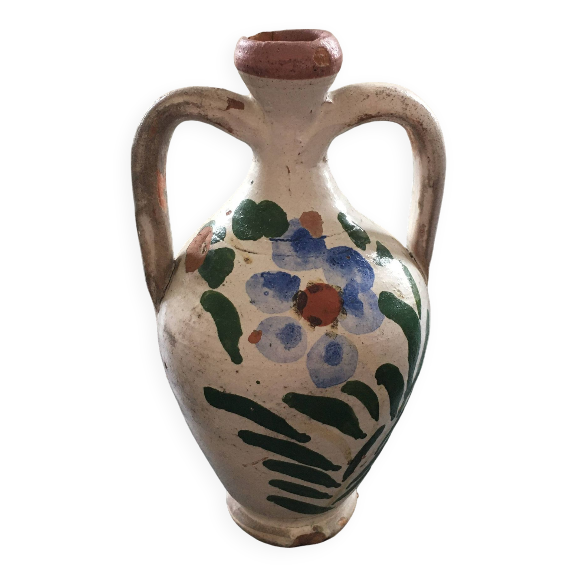 Small old amphora with floral decoration