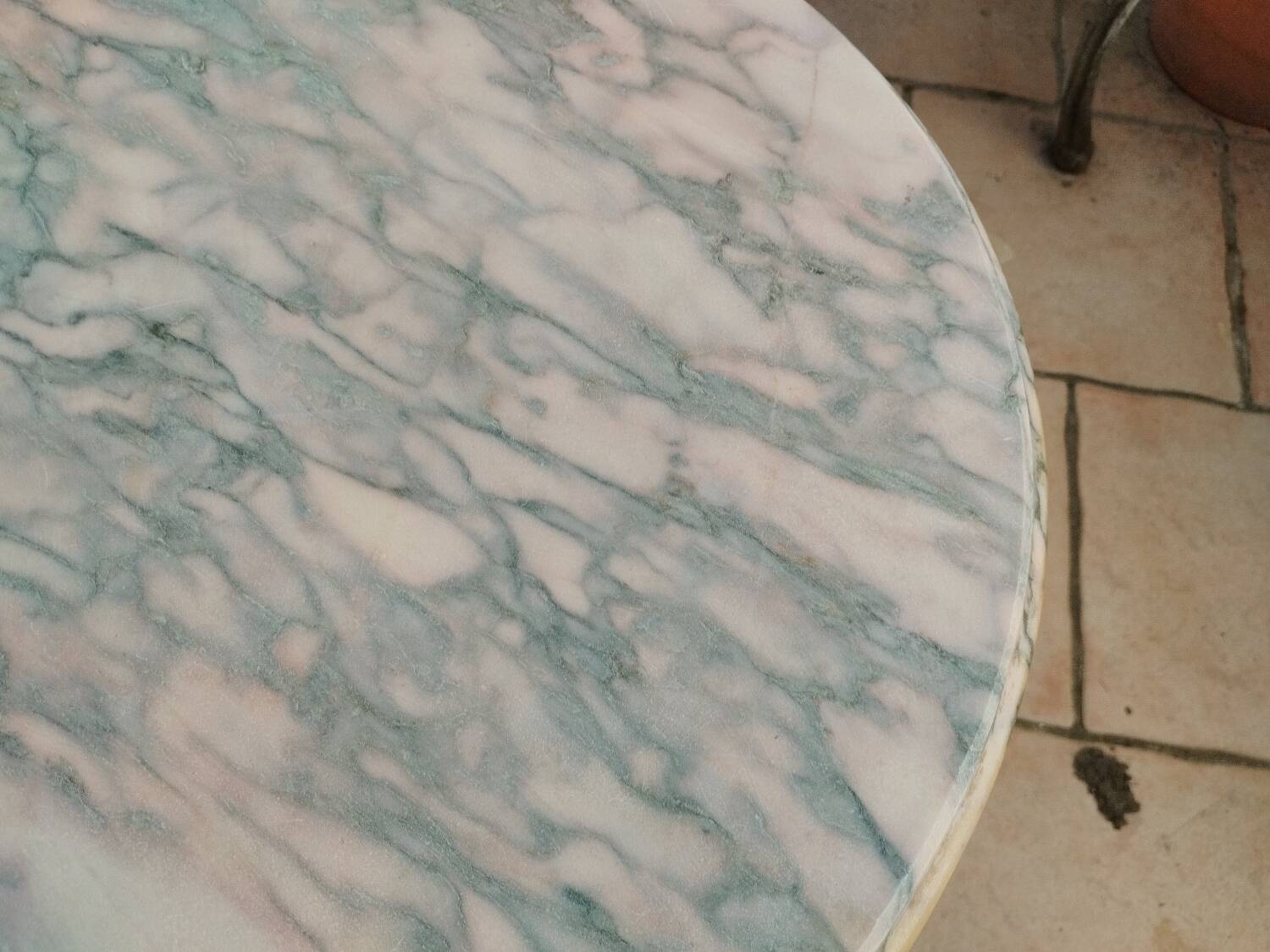 Antique Louis XVI style coffee table with marble top