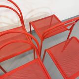 Set of 6 vintage red metal chairs from the 80s