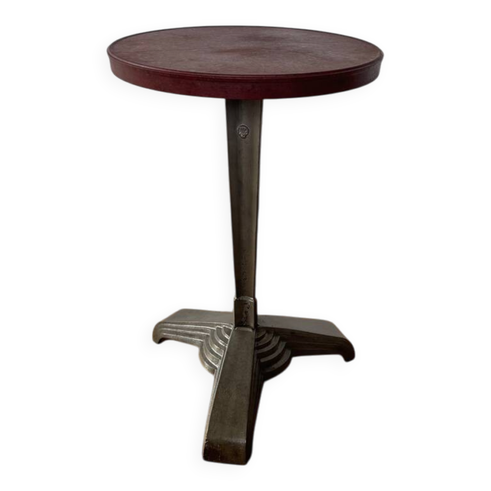 Rare Louis Vuitton cast iron bistro table with a bakelite top.