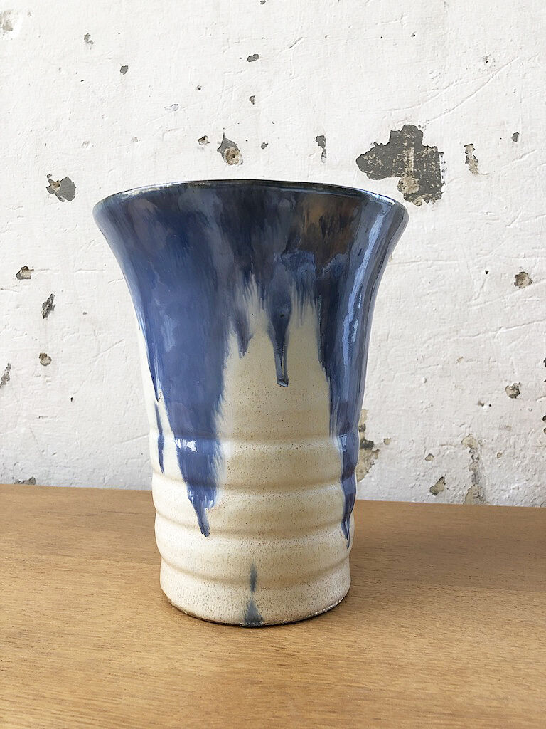 Blue and white enamel vase