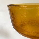 Salad bowl and bowls in amber glass, 70s
