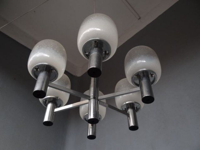 Luster chrome metal and blown glass 1970