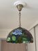 Tiffany-style floral stained glass pendant light in brass D40cm