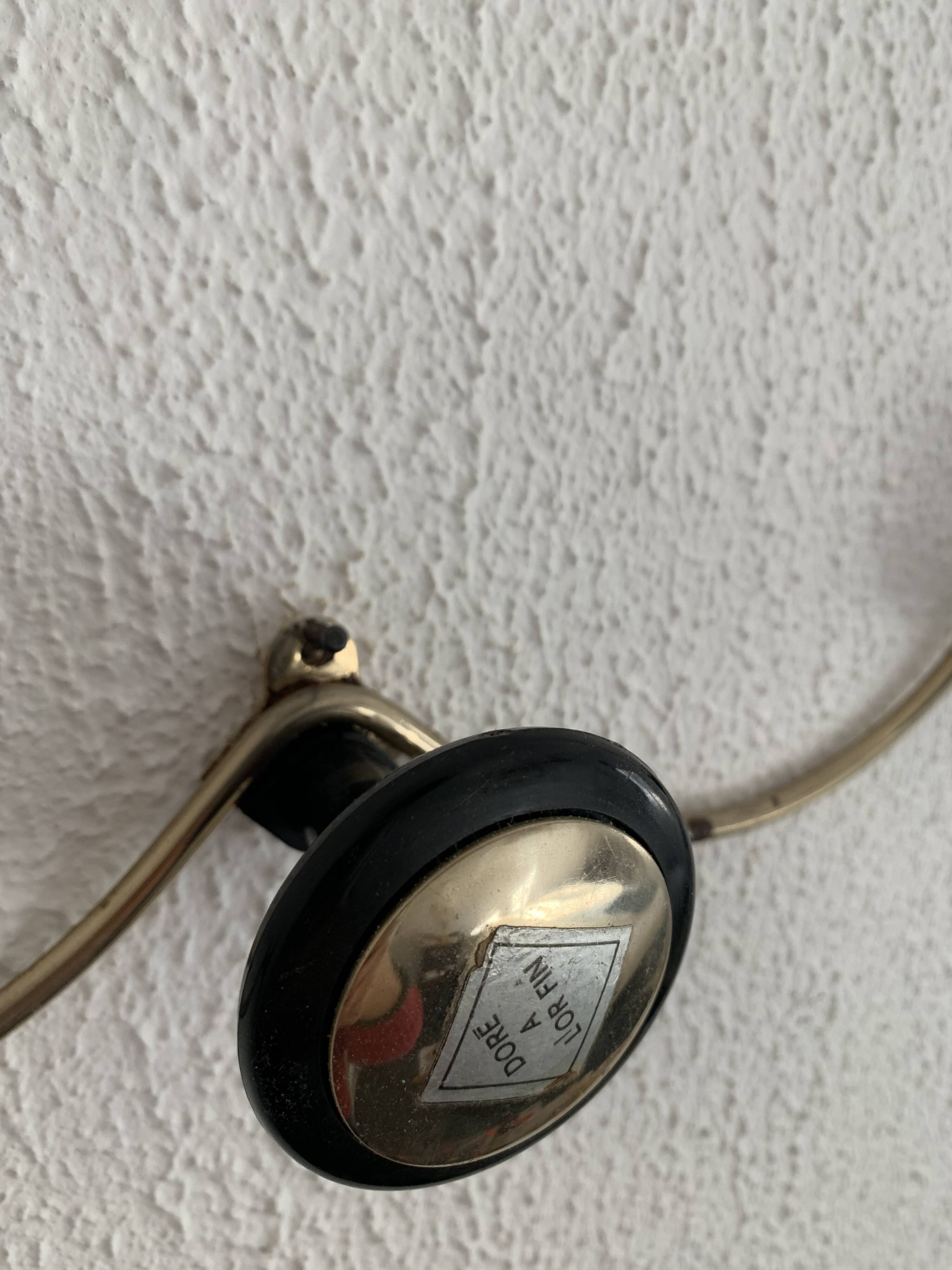 Vintage 1960s gold coat rack with 3 hooks - 45 x 7 cm