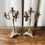 Duo of antique bronze chandeliers