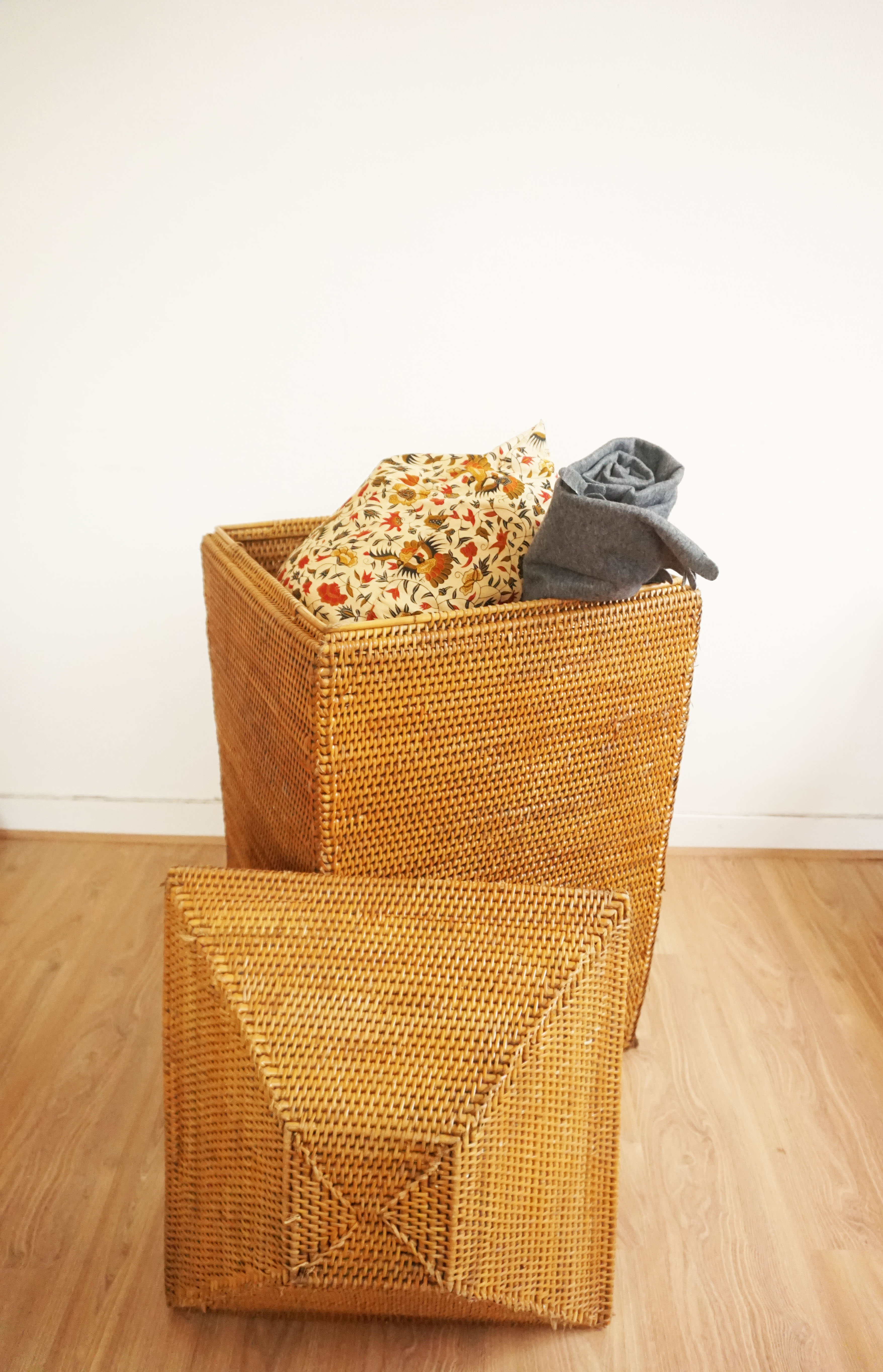 Vintage rattan and wicker storage box