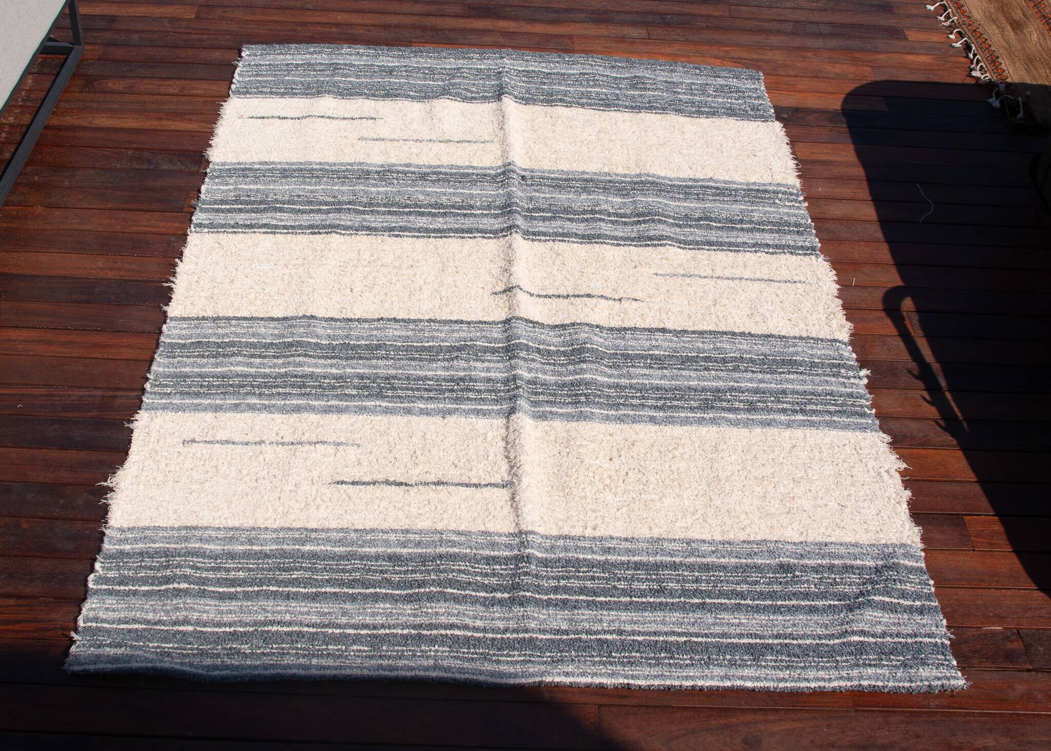 Recycled cotton handmade rug - Grey and white