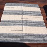 Recycled cotton handmade rug - Grey and white