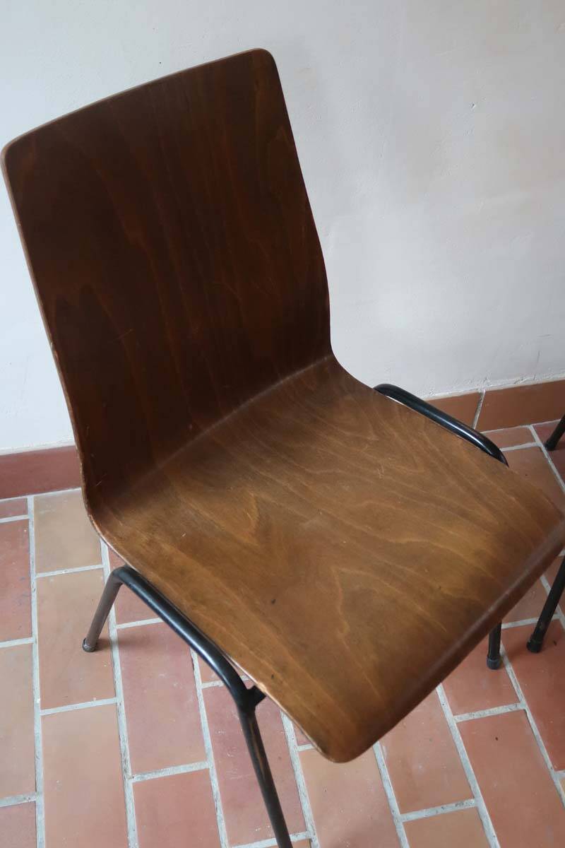 set of 10 vintage stackable chairs