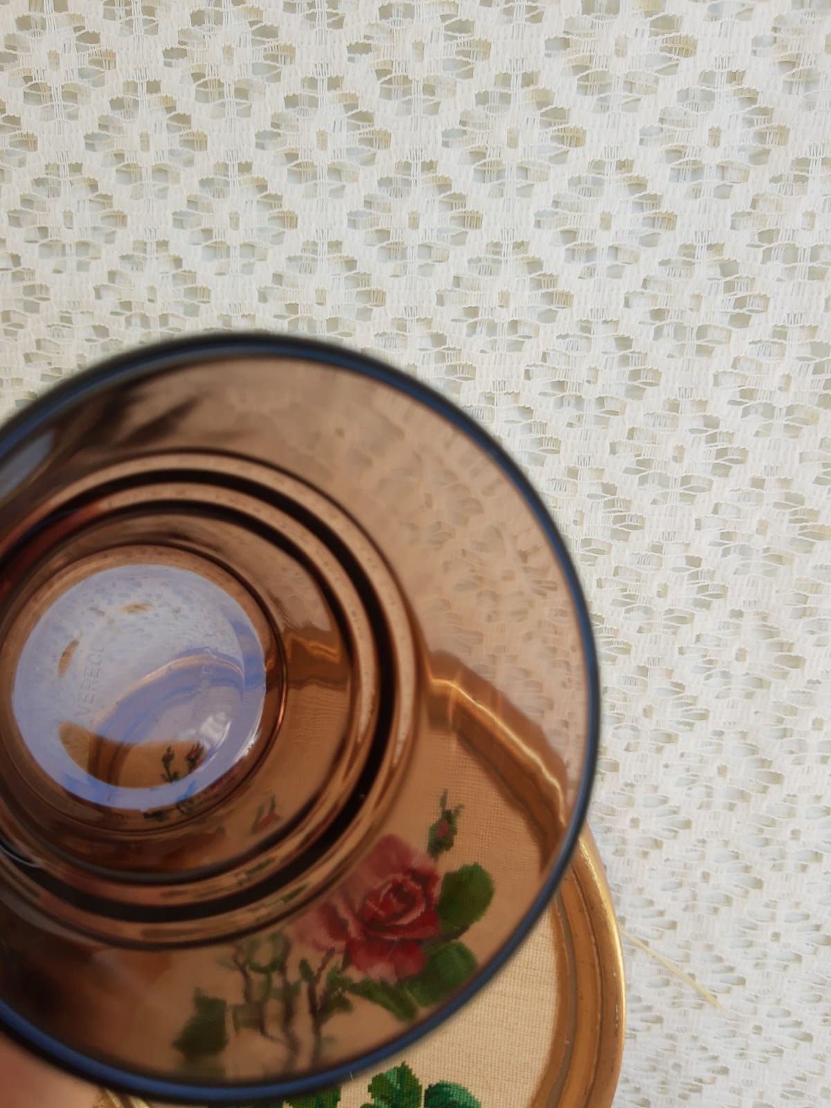 Lot de 5 verres fumés vereco empilable années 70 vintage