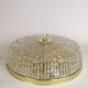 Midcentury crystal and brass ceiling lamp by Orrefors, Carl Fagerlund, 1970s, Sweden.