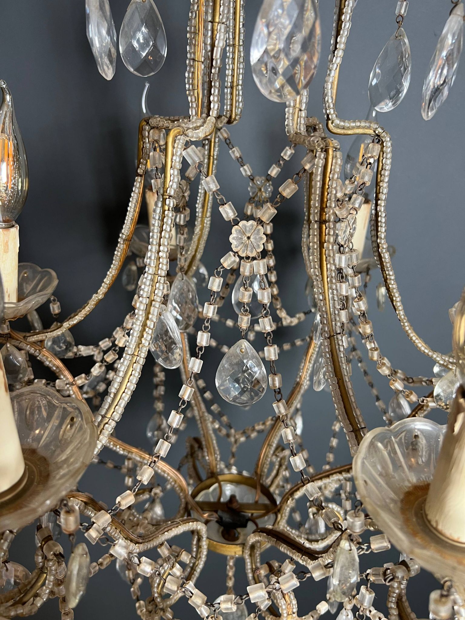 Italian pearl and crystal chandelier