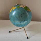 Globe terrestre mappemonde métal Cartes Tarides Paris vintage