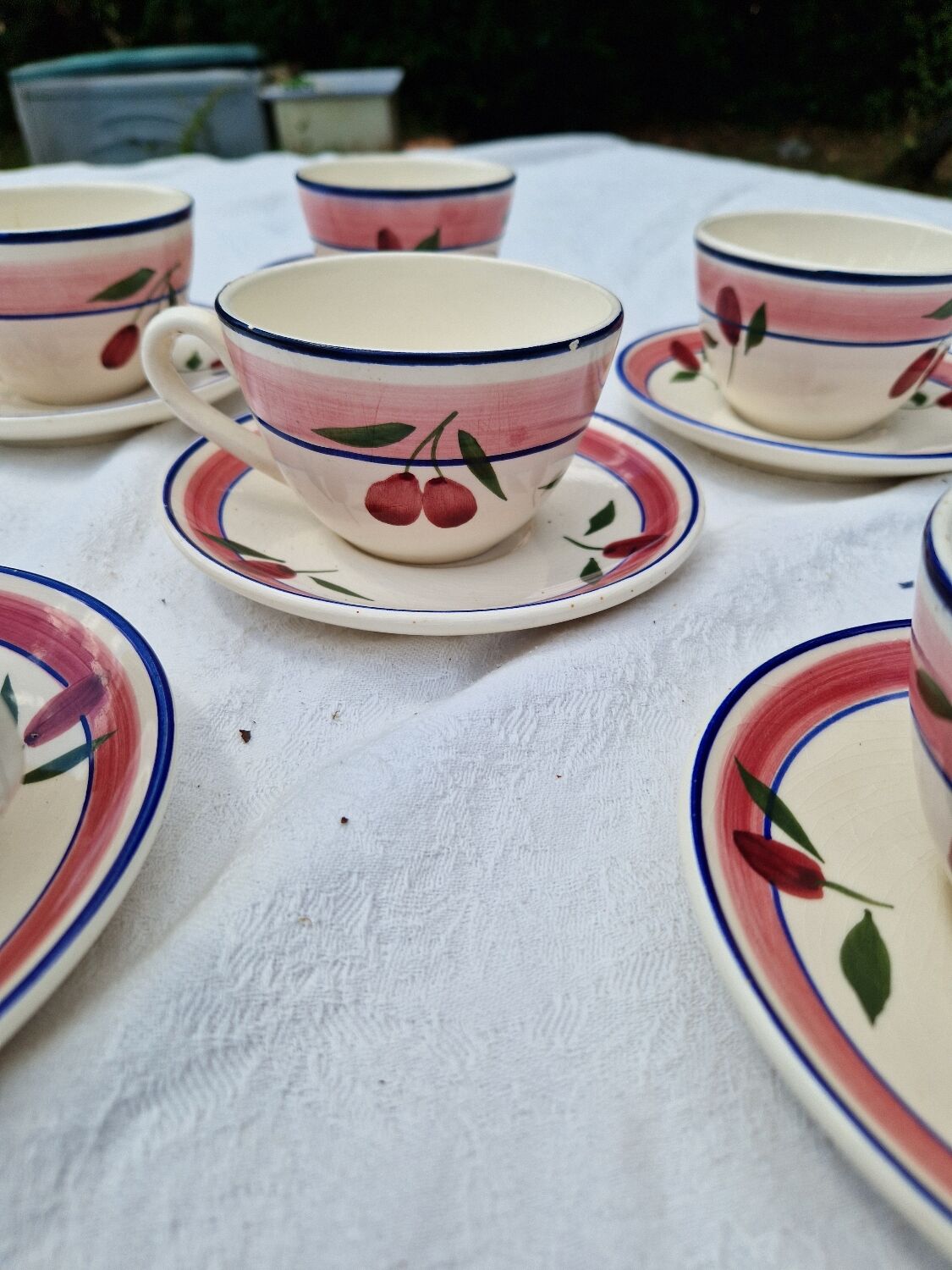 Set of 6 Antique Cups and Saucers