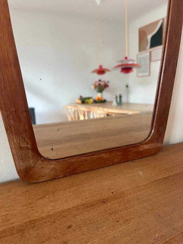 Vintage Danish teak mirror - small size - organic edges