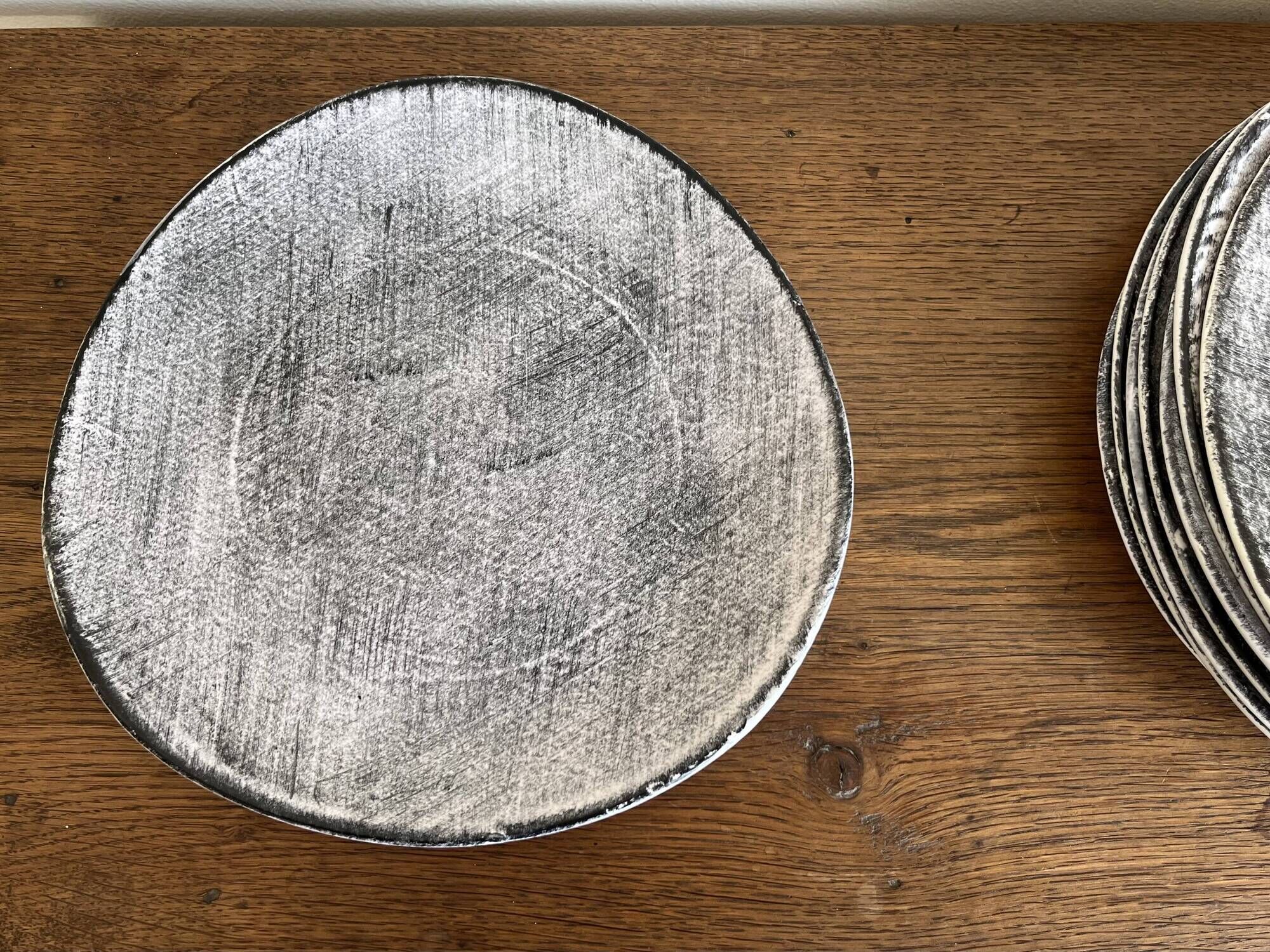 Set of 8 brutalist plates 1970 grey Niederviller Twilight