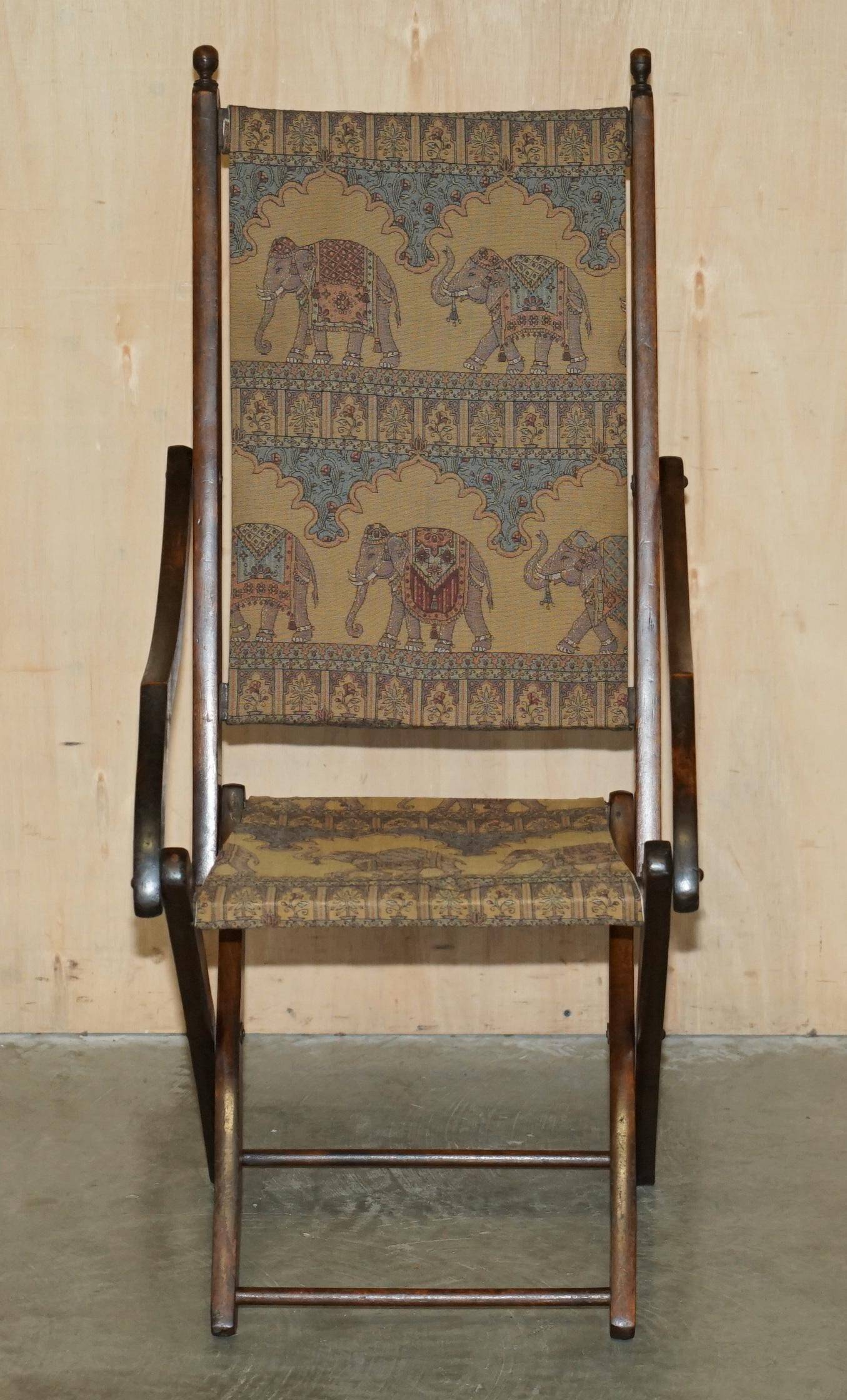 Antique Indo-Anglo elephant folding military chair circa 1890