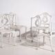 Table et chaises de jardin blanches d’époque (c.1950). Ensemble de 5 pièces