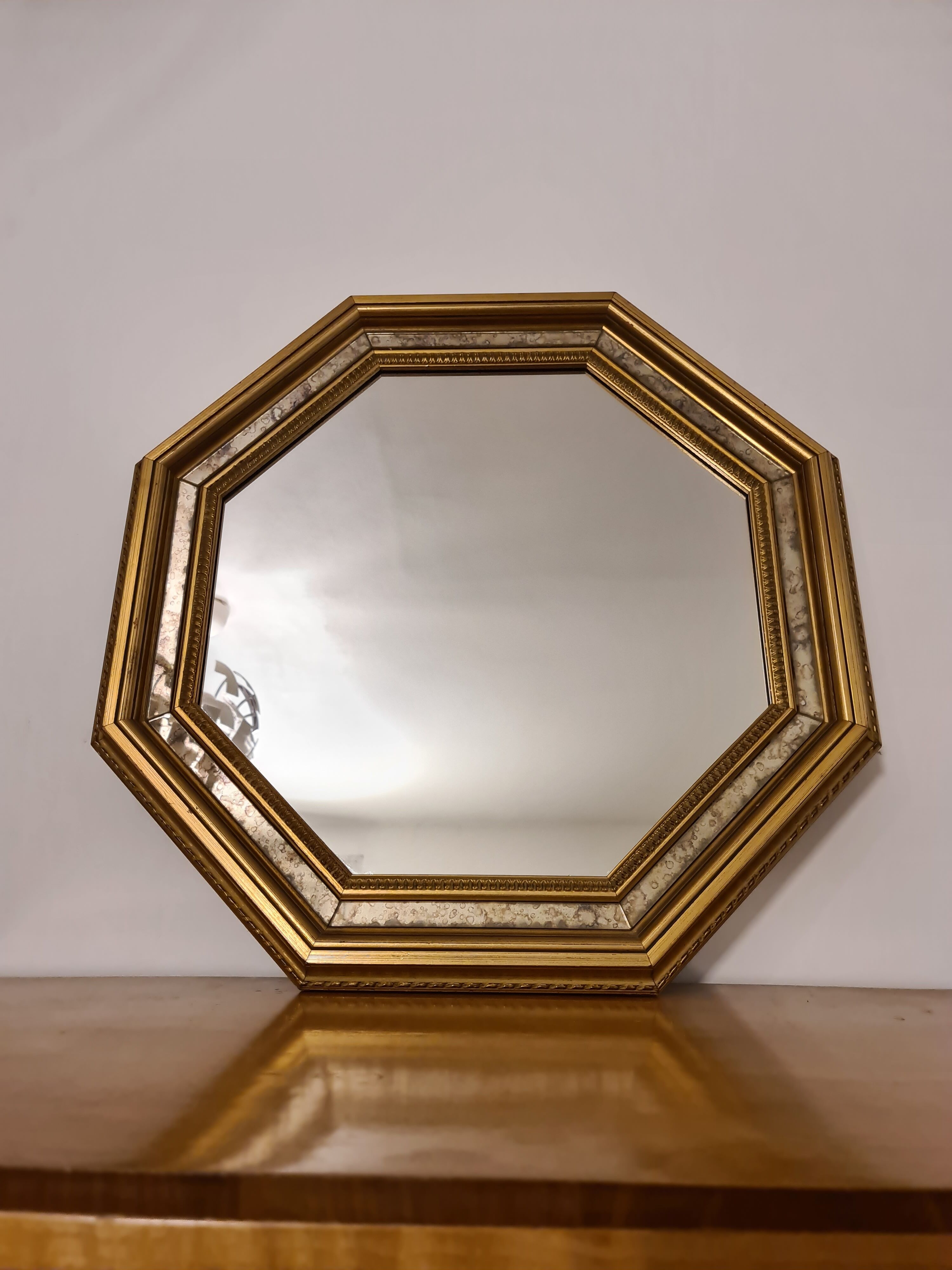 Octagonal Mirror Art Deco Vintage 59*59cm wood