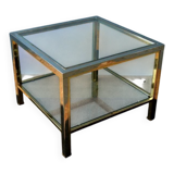 Table basse de style moderniste, style Romeo Rega en laiton et chrome
