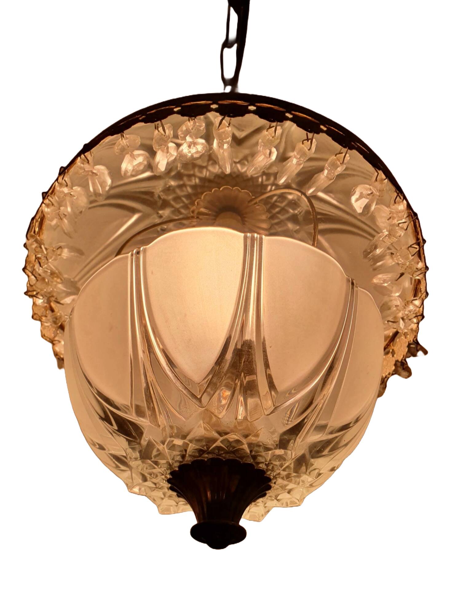 Large vintage ball chandelier with tassels